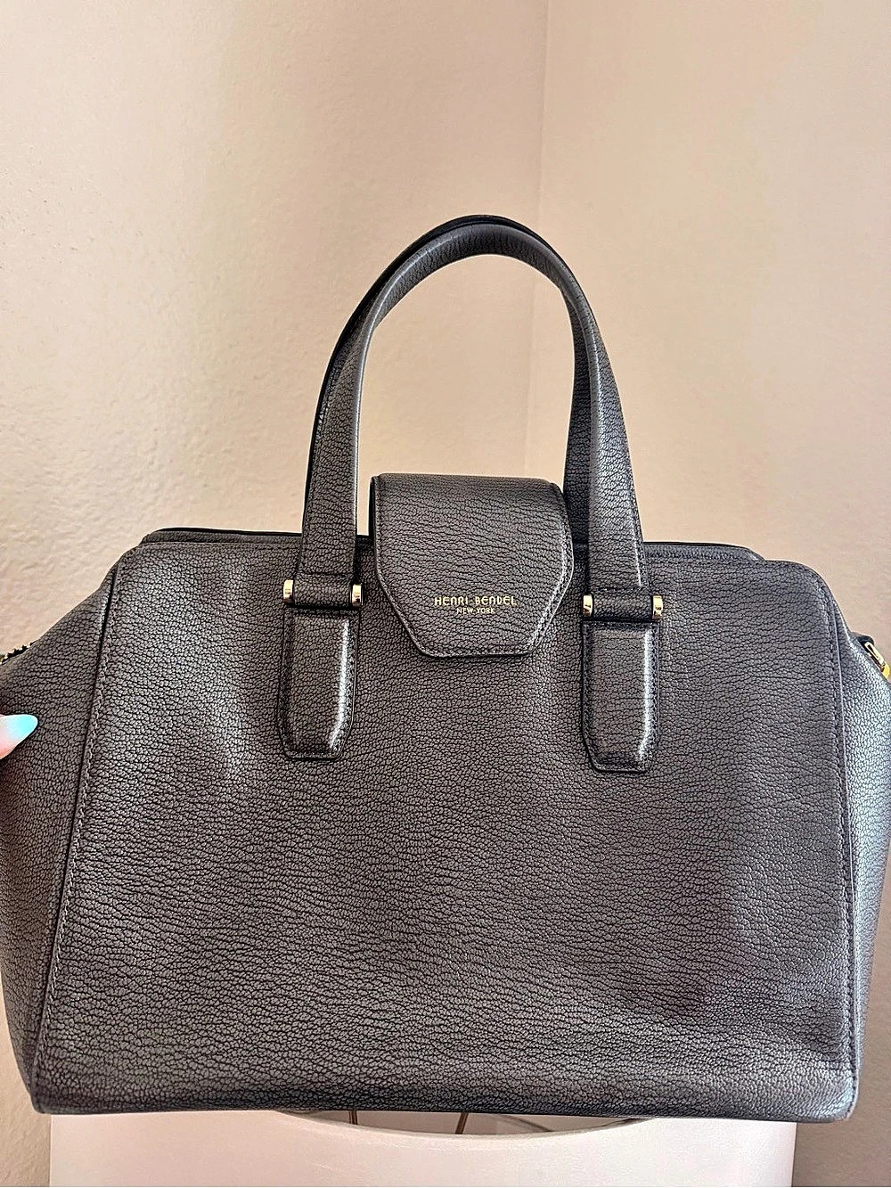 Henri Bendel Leather Tote in Black